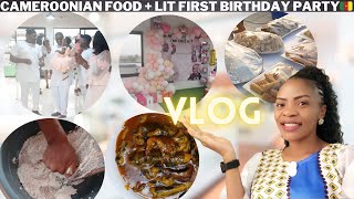 VLOG● Cooking a Delicious CAMEROONIAN FOOD the real African way  Lit FIRST Birthday party [upl. by Draillih]