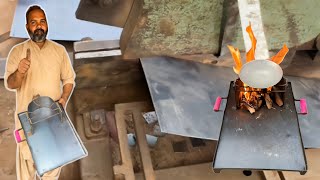 Amazing HeavyDuty Iron Firewood Stove Making Process  Jumbo Rocket Chulha for Outdoor Cooking [upl. by Sukramed]