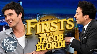 Jacob Elordi Reveals His First Celebrity Crush Was Brad Pitt Tonight Show Firsts  The Tonight Show [upl. by Elletsyrc]