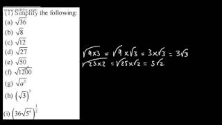 AS Year 1 Maths  Surds 1  Intro and Simplifying surds  AS Maths A Level suitable for GCSE higher [upl. by Igor345]