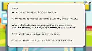 AdjectivesPosition  Adjectives  English Grammar  iPrep [upl. by Baerman715]