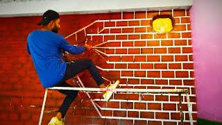 How to make Natural Brick wall  Red Brick painting ideas  3d bricks design [upl. by Delano]