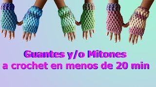 Guantes  mitones a crochet  en punto puff en 20 minutos [upl. by Llerol]