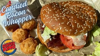 Burger King Candied Bacon Whopper amp Cheesy Tots Review [upl. by Yeargain606]