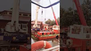 Some work Crain barge dockyard jcb water gearbox jobs [upl. by Narat]