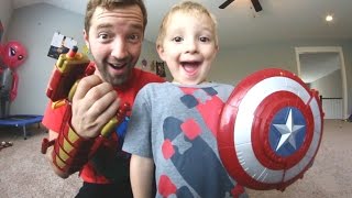 Father amp Son GET RAD SUPER HERO NERF GUNS [upl. by Yznil]