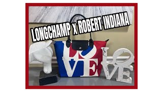 UNBOXING LONGCHAMP X ROBERT INDIANA LE PLIAGE TOTE BAG REVIEW  LUX WIFE LIFE [upl. by Dwain219]