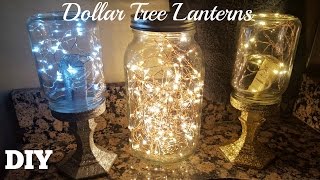 DIY DOLLAR TREE MASON JAR LANTERNS  Starry FAIRY STRING LIGHTS CRAFT [upl. by Nnarefinnej329]