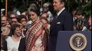 President Reagans Remarks at Prime Minister Gandhi of India State Visit on July 29 1982 [upl. by Ardnassela]