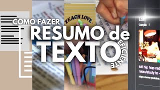 Você sabe resumir um texto  Como resumir um texto de forma rápida e eficiente  resumos estudos [upl. by Gustavo]