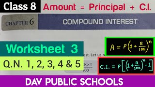 DAV class 8 maths chapter 6 worksheet 3 QN 1 2 3 4 amp 5 [upl. by Roxana]