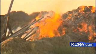 Lathrop Compost Fire Continues To Burn [upl. by Aketahs258]