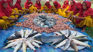 Famous POTATO Mashed of Bogura  Aloo GHATI  Huge Fish with Potato Gravy Recipe of Village Ladies [upl. by Gotthard]