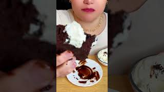 ASMR MUKBANG  brownies in chocolate syrup with cream asmr mukbang tingles brownies cream [upl. by Ibbed]