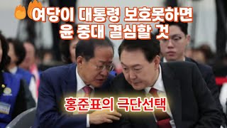 홍준표 여당이 대통령 보호 못하면 尹 중대결심 할 것 홍준표의 극단선택 [upl. by Asir]