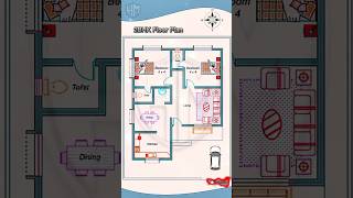 House Plan 102x126m  2BHK Floor Plan [upl. by Akirderf]