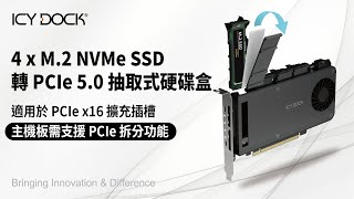 PCIe插槽擴充卡  PCIe 50規範  首款直接在 PCIe 安裝 4 顆 M2 NVMe SSD 抽取式硬碟盒  m2 轉pcie卡  支援PCIe 拆分  MB204MPB [upl. by Ained335]