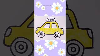 Easy Taxi Drawing painting and colouring for kids toddler [upl. by Arada]