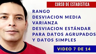 Medidas de dispersión Rango Desviación Media Varianza y Desviación Estándar [upl. by Pyszka]