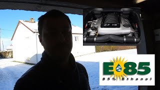 Démarrage à froid 3° kit  boitier Bio Ethanol E85 Porsche Cayenne [upl. by Plerre]