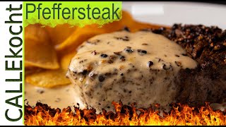 Pfeffersteak wie im Restaurant Rezept für eine flambierte Pfeffersoße [upl. by Isma]