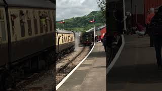 Gloucestershire and Warwickshire Railway 46521 arrives into Winchcombe steamlocomotive [upl. by Kciredes]