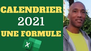 Calendrier 2021 Excel  UNE SEULE Formule [upl. by Analat953]