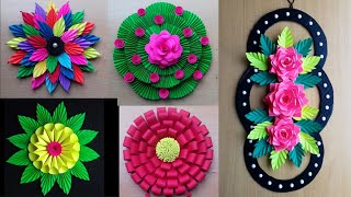 5 Beautiful Paper Flower Wall Decor Ideas  Paper Flower Wall Hanging Ideas [upl. by Coralie497]