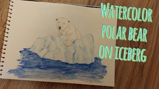 How to paint watercolor polar bear on iceberg for beginners ArtandcraftbyShakira [upl. by Osric]