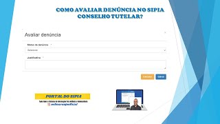 Como Avaliar Denúncia no SIPIA Conselho Tutelar [upl. by Oflodur22]