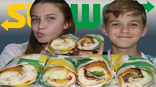 SUBWAY MUKBANG  TUNA MELT CHICKEN BACON RANCH PIZZA SUB amp STEAK amp CHEESE  SIBLINGS EATING SHOW [upl. by Aoht]