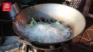 Bangkok Street Food  Stir Fried Glass Noodles With Shrimp Squid Mushroom And Vegetables [upl. by Acisse]