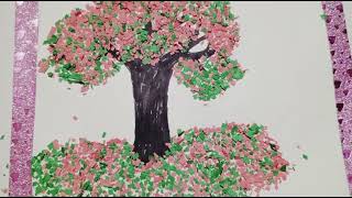 How to make Paper spring Tree crafts [upl. by Marisa]