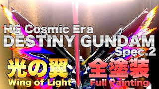 HGCEディスティニーガンダム＋光の翼を全塗装gundam gunpla ガンプラ ガンダム プラモデル plasticmodel bandai [upl. by Ltney]