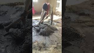 mixing sand cement water grit and mixing by hand [upl. by Sundstrom]