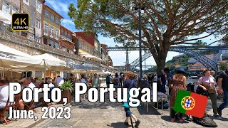 WALKING TOUR 4K  PORTUGAL OPORTO Porto Downtown Cais da Ribeira e Cais de Gaia  SPRING 2023 [upl. by Ahseuqram]