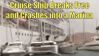 Cruise Ship vs Marina  Vessel Breaks Free Crashing Into a Marina  BNW  Broncos Guru [upl. by Alemap489]