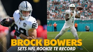 Brock Bowers Sets NFL Rookie TE Record with 13 Catches vs Dolphins [upl. by Faruq300]