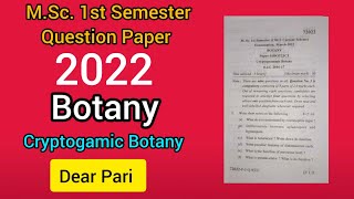 2022 MDU MSc Botany 1st Semester Question Paper  Cryptogamic Botany DearPari [upl. by Burnie]