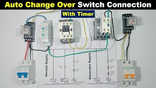 Standard Auto Changeover Switch Connection with Timer And Contactor ElectricalTechnician [upl. by Ben]