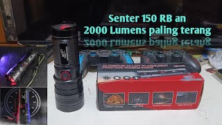 Senter 150 RB an paling terang 2000 lumens beneran bisa seterang ini tipe QS 702 dari suksestech [upl. by Rabbaj422]