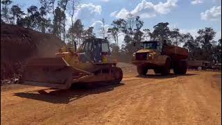 Articulated Dump Truck CAT745 Breakdown to Moving Guide Bulldozer Komatsu [upl. by Metts]