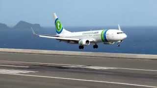 Good Landing In Windy Day Transavia France LPMA FNC 20102014 [upl. by Hgielrak]