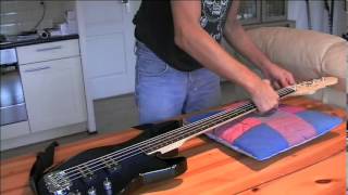 Preparing cleaning and changing flatwound bass strings [upl. by Kelbee633]