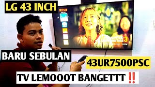 REVIEW SEBULAN TV LG UR7500 43INCH UHD 43UR7500PSC ‼️MURAH DAN BERKUALITAS ⁉️lgtv [upl. by Silda]