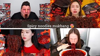 MUKBANGER EATING SPICIEST NOODLES🥵 ASMR EATING [upl. by Otilesoj481]