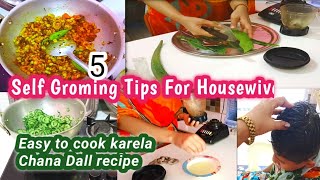 5 Self Grooming tips for housewives 🌷 Best aloe vera hair mask at home Chana Dall easy recipe [upl. by Yhtur987]