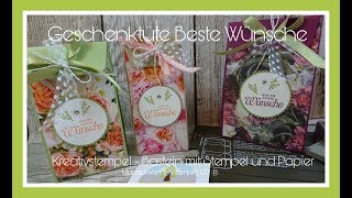 Geschenktüte Beste Wünsche Geschenkverpackung mit dem Stanz und Falzbrett für Geschenktüten [upl. by Lienad]