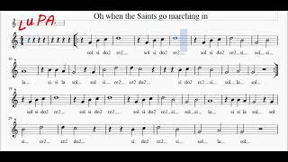 When the Saints Go Marching In  Karaoke  Flauto dolce  Spartito  Note  Canto  Instrumental [upl. by Juli]