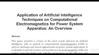 Application of Artificial Intelligence Techniques on Computational Electromagnetics for Power System [upl. by Eelyab]